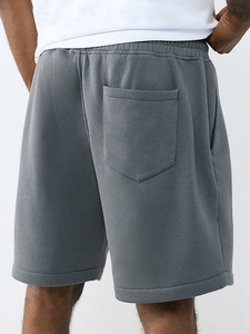 Shorts Bermuda Gris Uni pour Homme avec Cordon de Serrage, Taille Mi-Haute, en Coton Tricoté, Poches, Respirant, Confortable, Idéal pour l'Entraînement - Product Image 3