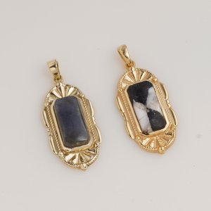 Colgante Rectangular de Labradorita Natural, Collar con Piedra Preciosa en Tono Dorado, Cristal con Destello Azul, Regalo de Joyería para Mujeres y Hombres - Product Image 4