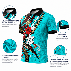 Nouvelle Arrivée 2026 – Polo Personnalisé à Imprimé Tribal Polynésien – Vente en Gros – Chemise Décontractée Respirante à Manches Courtes pour Homme – Sublimation Estivale - Product Image 4