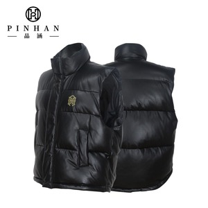 <b>Men's</b> <b>Black</b> Stand Collar Padded <b>Vest</b> With Zipper Closure Windproof Casual Winter Outerwear - Product Image 4