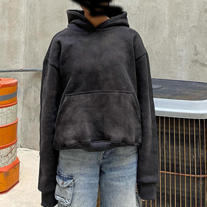 Conjunto de Sudadera y Pantalones Deportivos con Efecto Desgastado, Oversize, de Algodón Grueso, Dos Piezas, Ropa Deportiva Informal Personalizable - Product Image 4