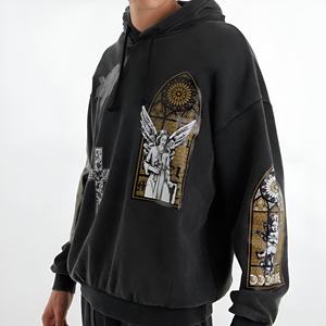 Sweat à capuche graphique Croix d'Ange Gothique, Esthétique Sombre, Mode Urbaine, Inspiré de l'Art Spirituel, Confortable, Coupe Décontractée, Vêtement Tendance - Product Image 1