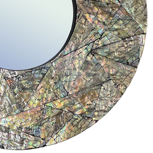 Luxury Lacquer MOP Mosaic Wall <b>Mirror</b> Round <b>Hanging</b> <b>Mirror</b> for Living Room Hallway <b>Bathroom</b> Vanity - Product Image 2