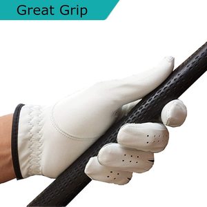 Golf Glove OEM Design Golf Accessories for Men Gloves Golf <b>Leather</b> Glove Carbretta Brown <b>White</b> Golf Gloves - Product Image 3