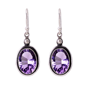 Pendientes Colgantes de Plata con Amatista para Mujer, Joyería Clásica para Fiesta, Engaste de Bisel, Pendientes de Moda - Product Image 1