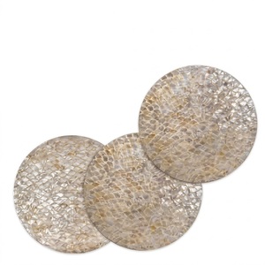 Plato base redondo de madera con incrustaciones artesanales de nácar, con forma de concha marina, decorativo, para hoteles y decoración de mesa. - Product Image 5