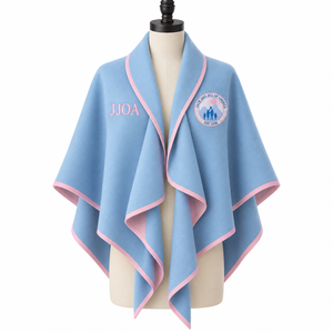 Wholesale Custom JJOA Jack and Jill of America <b>Women</b> Cape <b>Shawl</b> Baby Blue Pink Embroidered Poncho <b>Wrap</b> Formal Outerwear - Product Image 1