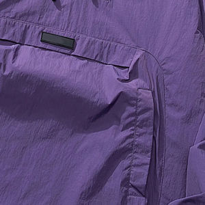 Veste de sport coupe-vent à capuche pour homme, demi-zip, manches longues, en mélange de nylon robuste, couleur violette, matière de qualité supérieure - Product Image 4