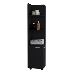 Mensola vestale a 3 livelli e mobile ad angolo alto 2 porte nero-per il bagno o la cucina - Product Image 1
