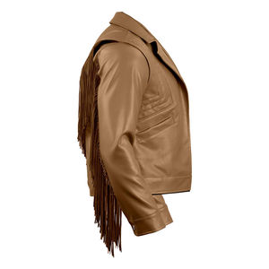 Chaqueta de Invierno para Hombre, de Cuero Vacuno Genuino, Corte Ajustado, Impermeable, Transpirable, con Bolsillos Delanteros con Flecos y Cierre de Cremallera Original - Product Image 3