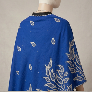 Châle Long Femme en Voile de Coton Polyester Multicolore Brodé de Strass Floraux, Doux, Léger et Respirant – Vente en Gros - Product Image 4