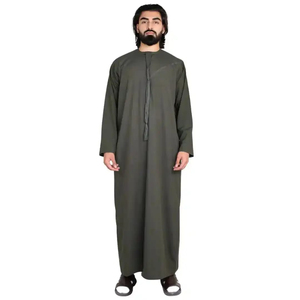 Jubba Thobe Traditionnelle Islamique pour Hommes, Manches Longues, Coton et Polyester, Kaftan Décontracté, Couleur Unie, Poches, Arabie Saoudite, Tailles Plus pour Adultes - Product Image 5