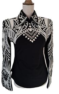 Chaqueta Western Custom Rodeo Queen Showmanship Base negra con blanco - Product Image 3