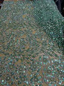 Tela de encaje bordada con cuentas pesadas 100% poliéster, hecha a mano, OEM/ODM, fabricante mayorista B2B, Fabriva Exports, para uso en vestidos - Product Image 5