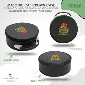 Masonic Scottish Rite 33 Degree Double Eagles Crown Cap Case Black, Freemason <b>Hat</b> Carrying <b>Box</b> - Product Image 2