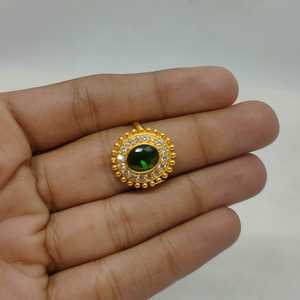 Royal Oval Emerald Green Gemstone <b>Ring</b> <b>Gold</b> Plated Beaded Halo Cubic Zirconia <b>Cocktail</b> <b>Ring</b> Antique Style Fashion <b>Ring</b> - Product Image 3