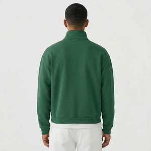 Sweat-shirt Premium Vert Forêt à Col Montant Zippé en Molleton de Coton Épais, Pull Décontracté Streetwear à Manches Longues Tendance - Product Image 6