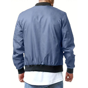 Veste bomber légère en toile olive unie pour homme Econex Sports, col montant, fermeture éclair, coupe-vent décontractée en polyester - Product Image 2