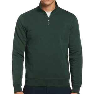 Sweat-shirt en tricot à col montant vert foncé pour homme, coupe classique, couleur unie, décontracté, pour l'automne - Product Image 2