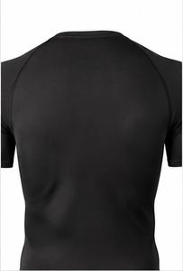 <b>Men's</b> Black Short Sleeve <b>Compression</b> <b>Shirt</b> Crew Neck Fitted Moisture Wicking Quick Dry Breathable Polyester Sport Top - Product Image 5