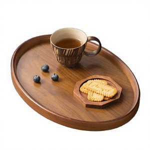 Handcrafted Solid Wood Rotating Tray <b>Oval</b> Lazy Susan Turntable Platter <b>Coffee</b> Tea Serving Board Dining <b>Table</b> Home Decors - Product Image 5