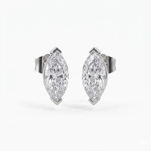 Marquise Cut Lab Grown Diamond Minimalist 10K 14K 18K Gold 925 <b>Silver</b> <b>Stud</b> Earrings Gift for Her Weddings Factory Direct Jewelry - Product Image 3