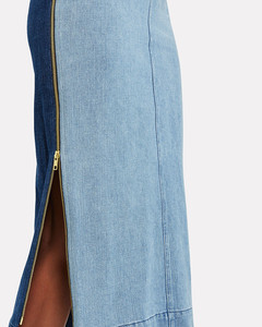 Women Cloth Skirt Two Tone Latest Long Denim Skirt Design Maxi Jeans Women's Skirt - Product Image 4