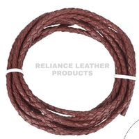 Cordon en cuir tressé Bolo marron 4 mm, en cuir véritable, style western, avec embouts de perles en argent 925, fournisseur indien Reliance Leather