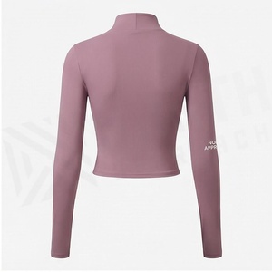 North Approach Women's <b>Turtleneck</b> <b>Crop</b> <b>Top</b> Full Sleeve Solid Color Yoga Wear Breathable Spandex Polyester Sportswear - Product Image 5