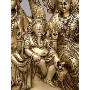 10 \ "ลอร์ดพระอิศวรครอบครัวนั่งบนประติมากรรมทองเหลืองบัลลังก์ kirtimukha - Product Image 3