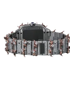 Reloj de Lujo para Hombre con Movimiento Antiguo, Chapado en Oro Blanco, con Diamantes Moissanite VVS, Esfera Romana, Estilo Hip Hop, Personalizado, de Alta Calidad, con Incrustaciones Completas - Product Image 3