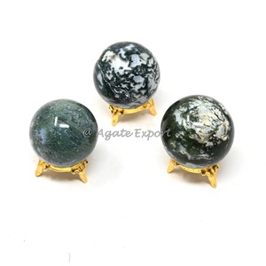 Bola de cristal curativa natural de alta calidad al por mayor Esferas de ágata musgo pulidas Esfera de bola de piedras preciosas para Decoración - Product Image 1