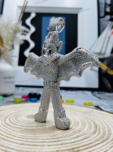 Cartoon Bat Moissanite Pendant 925 Silver Rhodium Plated Iced Out Themed Charm Unisex Hip Hop Style - Product Image 4