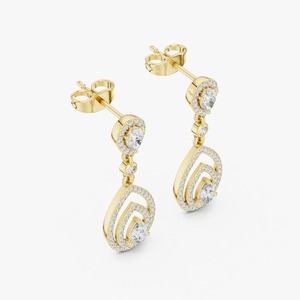 Pendientes de Oro Amarillo Sólido de 9K con Diamante Cultivado en Laboratorio de 1.214CT, Corte Pera, Diseño de Halo, Joyería Fina para Mujer - Product Image 4