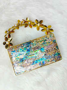 Pochette de soirée en laiton artisanale de luxe en métal avec nacre pour mariages et fêtes à bas prix - Product Image 4