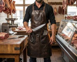 Tablier en cuir véritable OEM, fourniture directe d'usine, vêtements de travail professionnels, tailles et couleurs personnalisables LPN-0284 - Product Image 6