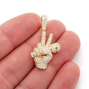 Custom 10K <b>Solid</b> <b>Gold</b> Microphone Iced Charms <b>Pendant</b> Trendy Hip Hop Fine Personalized Sign Geometric Moissanite Diamond Necklace - Product Image 5