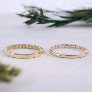 Anillo de Boda de Diamantes en Oro Amarillo, Anillo de Eternidad Apilable con Diamantes en Canal, Estilo Clásico, Joyería de Boda para Mujer - Product Image 4