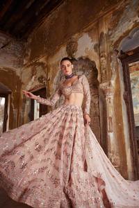Conjunto de Lehenga Choli Rosa con Lentejuelas Bordadas y Dupatta, Traje Nupcial Tradicional Indio Largo Hasta el Suelo - Product Image 3