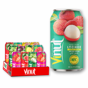 Jus de litchi VINUT 330ml, boisson sans sucre, prix usine Vietnam, marque privée, option échantillon gratuit - Product Image 1