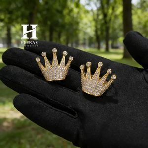 Pendientes de Corona de Diamantes de Lujo Totalmente Pavimentados, Oro de 14K, Estilo Tiara de Rey y Reina, Joyería Hip Hop para Hombre y Mujer - Product Image 5