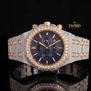Reloj Cronógrafo de Lujo con Incrustaciones de Moissanita para Hombre, Personalizado en Dos Tonos, Oro Rosa y Acero Inoxidable, con Diamantes Incrustados - Product Image 1