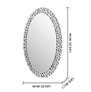 Crystal Studded Oval Wall <b>Mirror</b> – Luxury Decorative Glam <b>Frame</b> <b>Mirror</b> for Living Room, Bedroom & Home Decor - Product Image 2