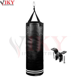 Sacs de frappe de boxe en cuir PU noir robuste OEM, ensemble d'entraînement vide avec support de fixation au plafond pour fitness et MMA - Product Image 1
