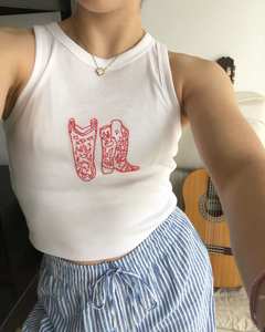 T-shirt en coton blanc à manches courtes pour femmes avec broderie florale d'orchidée violette en perles et sequins, vêtement décontracté - Product Image 2