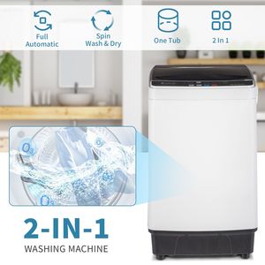 Lavatrice Compatta Portatile a Caricamento dall'Alto Completamente Automatica con 10 Programmi, 8 Livelli d'Acqua, Centrifuga e Pompa di Scarico, Spina USA - Product Image 3