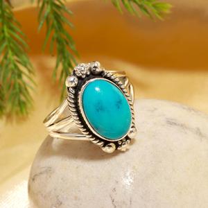 Hot Selling Vintage Arizona Turquoise and 925 Sterling <b>Silver</b> Handmade Gemstone <b>Ring</b> <b>for</b> Women and <b>Men</b> Jewelry Gifts - Product Image 1