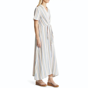 Vestido Camisero Bohemio Personalizado de Algodón Lavable para Vacaciones en la Playa, con Cuello Abierto, Largo, Holgado, con Botones al Frente, Estilo Casual de Verano - Product Image 1