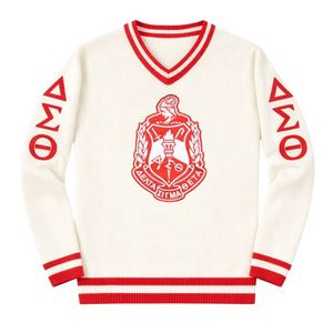 Maglione in Lana Avorio con Scollo a V Delta Sigma Theta per Donne, Vestibilità Comoda, Tessuto Premium, Abbigliamento Casual per Confraternita Greca - Product Image 4