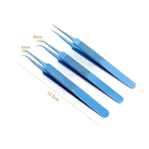 Microsurgical Instruments 11.5cm Hair Transplant Titanium Alloy High Quality Forceps Curved, Platform, Corner Head Forceps